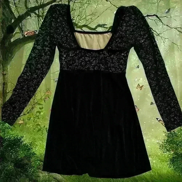 Y2k 90s Black Long Sleeve Glitter Bodysuit By Stars Size S - Picture 4 of 8